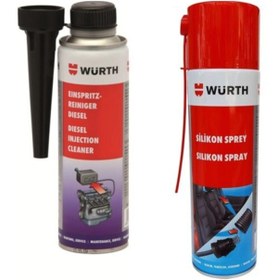 Resim Würth Dizel Yakıt Sistem Ve Enjektör Temizleyici 300 ml + Silikon Sprey 500 ml 2'li Set 