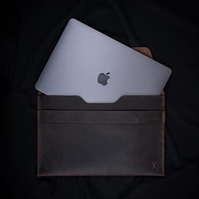 Resim Gerçek Deri Macbook Kılıfı, Hakiki Deri Laptop Kılıfı, Apple Macbook Pro/Air 13 İnç (Kestane - Koyu Kahverengi) 
