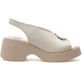 Resim Venüs Kadın Hakiki Deri Toka Detaylı Topuklu Günlük Sandalet 25y 2313114y Z Bej Bej 