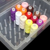 Resim 1 adet 42 Makaralı Dikiş İpliği Düzenleyici Kutu, Şeffaf PP Plastik Nakış Dikiş Kiti Saklama Kutusu, Taşınabilir Büyük Kapasiteli İğne İplik Tutucu, DIY Dikiş, Nakış, Quilting Aksesuarları için El Taşıma Dikiş Kutusu 