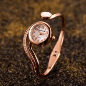 Resim Hanyang Gül Altın Beyaz Lüks Gül Altın Bileklik Bileklik Izle Kadın Moda Zarif Bayanlar Küçük Kadran Paslanmaz Çelik Kuvars Bilek Saatler Montre Femme (Yurt Dışından) 