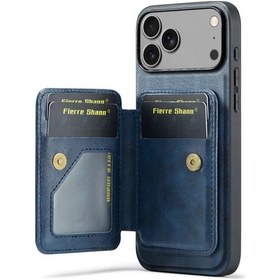 Resim Topshop1 iPhone Uyumlu 17 Mavi Kaliteli Sentetik Deri Kartlık Ayaklı Kılıf 