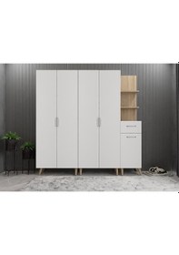 Resim Begonya Portmanto Vestiyer Ayakkabılık Meşe Beyaz175 cm-Ücretsiz 