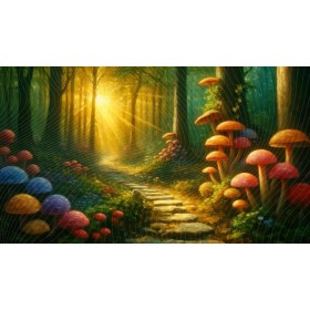 Resim Venspor Masalsı Mantar Ormanı Arkaplan 200 x 150 cm Fon Duvar Örtüsü 