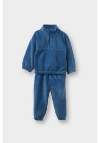 Resim Defacto Erkek Bebek 2li Takım Polar Yarım Fermuarlı Sweatshirt Eşofman Altı G4394a525wnbe215 Mavi-be215 