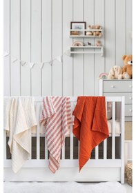 Resim Müslin Örtü & Battaniye 3'lü Set %100 Pamuk Oeko-teks Sertifikalı 80x70 Cm Kiremit 