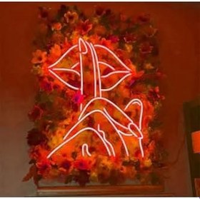 Resim Sessizlik Dudak Neon Led Tabela Dekoratif Aydınlatma 50x35 Cm Turuncu, sessizran 