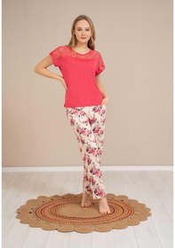 Resim Baha Perfect Club Kadın Bisiklet Dantel Yaka Yarım Kol Pijama Takımı 4352 - 1 Adet Fuşya 