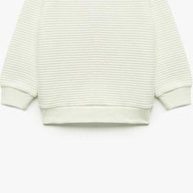 Resim Kız Bebek Bisiklet Yaka Nakışlı Dokulu Uzun Kollu Sweatshirt 