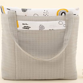 Resim Bebek Bakım Çantası - Açık Gri Muslin - Hardal Gökkuşağı 