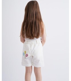 Resim Oliventhekid Taşlı Detaylı Kız Çocuk Şort Beyaz Beyaz 