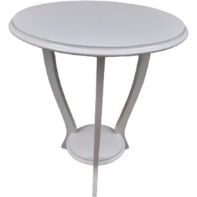 Resim BENGİ TİCARET Fiskos 19415 ST 3AYAK Çiçeklik Sehpa Parlak Beyaz Lake Çift Kat Ahşap MDF tabla 