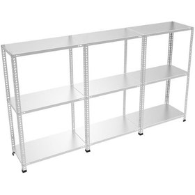 Resim 3 Katlı 3'lü Bitişik Paslanmaz Krom Raf - Inox Soğuk Oda Rafı, Buzhane Rafı 43x60 Cm-0.70 Mm-200 Cm Gri 