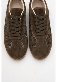 Resim Luvi Shoes Shiva Haki Hakiki Deri Kadın Günlük Spor Ayakkabı Haki 