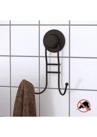 Resim Vakumlu Banyo Tuvalet Havlu Askısı 2 Kancalı Siyah Siyah 