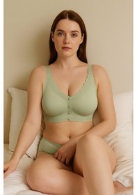 Resim Pae Hiç Yok Hissi Veren Büyük Beden Konforlu Sütyen Yeşil 