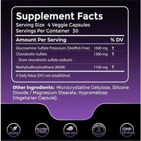 Resim Wellness Labs Glucosamine + Chondroitin + MSM 4000mg - 120 Capsules 