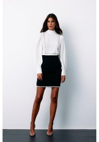 Resim Sateen Önü Taş Detaylı Bluz - Ekru 