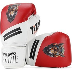 Resim Titan Sport Kırmızı Beyaz Kurt Figürlü Boks Eldiveni Çok Renkli 