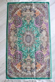 Resim Keseli Ipek Dokulu Seccade S1001 Mavi Yeşil 