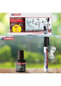 Resim Edding 20 Adet 360xl Beyaz Tahta Kalemi + 1 Adet Mürekkep Siyah 