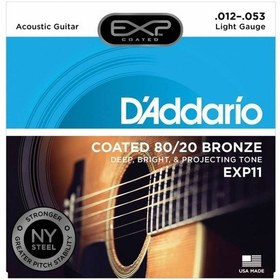 Resim D'addario Exp11 Light Coated 80/20 Akustik Gitar Teli 12-53 