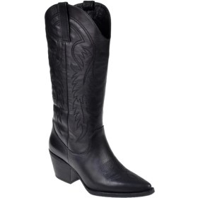 Resim Pullman Hakiki Deri İşlemeli Western Kadın Çizme PLM-011 SİYAH 