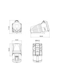 Resim Bemis Cee Norm 5x32a 380v Ip44 90 Derece Eğik Duvar Priz 