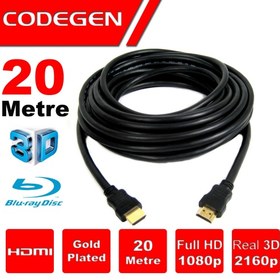 Resim CODEGEN CPS200 20 Metre HDMI v1.4 20mt, 3D, Ağ Destekli, Altın Uçlu HDMI Kablo 