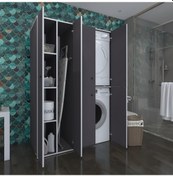 Resim Kenzlife Çamaşır-Kurutma Makinesi Dolabı Kapaklı Yaromira Sol Gri 180*120*60 Banyo Arkalıksız 