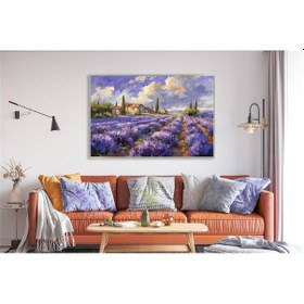 Resim Yağlı Boya Dokulu Tablo Dalgalı Denizde Deniz Feneri Manzarası Gümüş Çerçeveli U06029-178994 