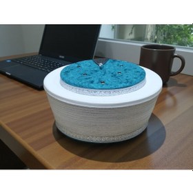 Resim Fabrikam06 Turkuaz İmam Sarığı ,imam Sarığı , Simli Sarık, Sarık , Fes, Cübbe , Takke,s068 53 Cm Beyaz - Turkuaz 