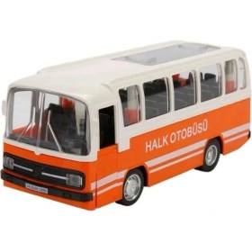 Resim Maxx Wheels Sesli ve Işıklı Çek-Bırak Nostaljik Halk Otobüsü 15 cm - Turuncu 
