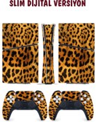 Resim KT Decor Leopar Desenli Playstation 5 Full Sticker Kaplama Seti 
