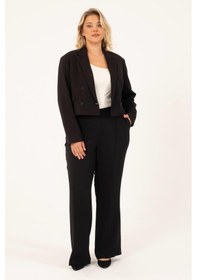 Resim Myline Astarlı Blazer Crop Ceket - Siyah 