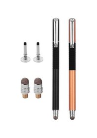 Resim Pazly Klipsli İletken Başlık & Disk Uçlu 2'li Hassas Kalem - Tüm Kapasitif Ekranlar İçin Siyah & Altın 