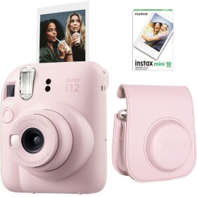 Resim Fujifilm Instax Mini 12 Pembe Fotoğraf Makinesi 10'lu Film ve Deri Çantalı Seti 