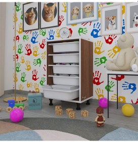 Resim Kenzlife Sepetli Mutfak Dolabı Ruberu Cvz 074x45x30 Banyo Oyuncak Çamaşır Beyaz 5 Li Sepet 