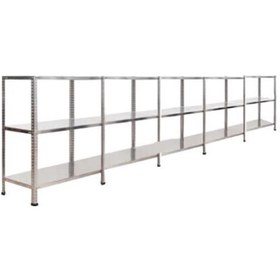 Resim Çelikrafburada 3 Katlı 5 Li Bitişik Çelik Galvaniz Arşiv Rafı Depo Rafı Kiler Rafı 43x60x200 Dx51 Kalite Gümüş 