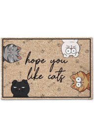 Resim Karmat Kedi Temalı Paspas, Kedili Paspas, Iç ve Dış Kapı Önü Paspası 