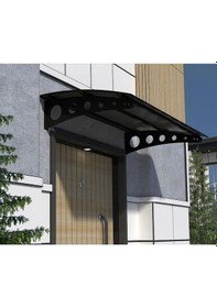Resim Metal Taşıyıcılı Kapı Üstü Pratik Sundurma Siyah - Siyah Levha 250 X 120 Md1 