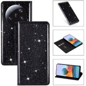 Resim Xiaomi 13 Ultra İçin Parıltılı Kapak Cüzdan Manyetik Kapama Pu Deri Kartlık 