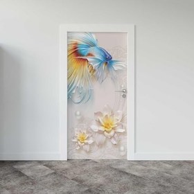 Resim Kapı Giydirme Kapı Sticker Folyosu 3D Balık 
