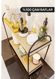 Resim Bino Mutfak Rafı Masaüstü Düzenleyici Organizer Mutfak Banyo Dolabı 2 Katlı Raf Oval Raf Kitaplık. Siyah 