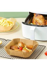 Resim Genel Markalar 100 Adet Airfryer Pişirme Kağıdı Kare Tabak Model Yağlı Kağıt 