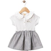 Resim Yakalı Fitilli Elbise Ekru 