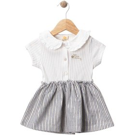 Resim Yakalı Fitilli Elbise Ekru 