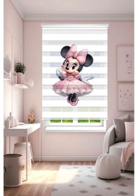 Resim Perdecizade Enxboy Prenses Minnie Dijital Baskılı Zebra Perde-cocuk Odası-stor Perde Pz-5007 Renkli 