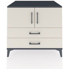 Resim Kronos Şifonyer 2 Raflı 2 Çekmeceli 2 Kapaklı 88x59x80 Antrasit-aytaşı Antrasit 