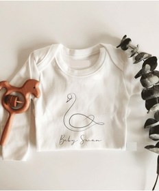 Resim İmaj Tuğbababy Baby Swan Uzun Kol Çıtçıtlı Organik Bebek Body Beyaz 